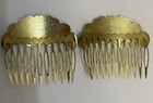 Cloisonne Goldtone Enamel Flowers Hair Combs Vtg Pair Of 2 Nice Floral Gold Tone