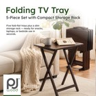 Pj Wood Folding Tv Tray Tables With Compact Storage Rack  Espresso  5 Piece Set