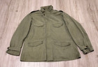Vintage 1950s French Military M47 Jacket Olive Green Cotton Twill Field Coat