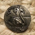 Vtg  Antique Lot Of 20 Pc  Pewter Metal Swan Picture Buttons Shank 1 1 8  Rare