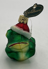 Christmas Frog Glass Ornament Santa Hat Christborn Germany Made 3 1 2 