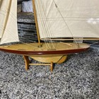 Vintage 1895 Cup Racer 31    X 36    Wooden Pond Yacht Model Sailboat  with Stand Big