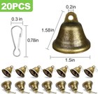 20 Pcs Small Brass Jingle Bells With Spring Clips For Crafts  Vintage Bronze    
