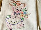Vintage Kitchen Dish Towels  Piggies Embroidery -7 Towels  20  21 X 18