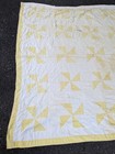Vtg 72  X 77  Feed Sack Pinwheel Quilt Handmade Patchwork Yelow White Cutter