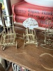 Vintage 1 12 Scale Miniature Metal Dollhouse Furniture Chairs Swing Cradle Bench