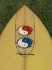 1979 Town   Country Surf Designs Vintage Yellow Twin Fin Surfboard Dennis Pang