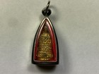 Beautiful Solid Golden Vintage Buddha Statue Amulet In Enclosed Metal Case