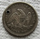 1857 Seated Liberty Silver Quarter Rare Date Philadelphia Xf Au Holed Scratched