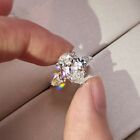 Elegant 925 Sterling Silver White Topaz Charms Wedding Engagement Ring Size 8