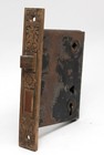 Antique Door Mortise Lock With Ornate Faceplate   Strike Plate