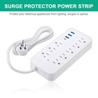 Surge Protector Power Strip- Flat Plug Extension Cord With 8ac Outlets And 3 Usb