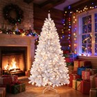 4 5 6 7ft White Bushy Christmas Tree With Led Lights Home Outdoor Indoor Xmas