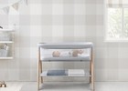 Delta Children Haven Beechwood Bedside Bassinet Grey Stripe Mesh
