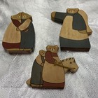 Vintage Wooden Bear Folk Art Handmade Primitive Rustic Cabin Decor Lot 3 Country