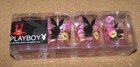 Playboy Bunny 4 Shot Glass Set Pink Plastic Round   8 Sided - See Blinkers Below