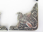 Art Nouveau Gorham Sterling Silver Repousse Griffin Desk Blotter Corner Pieces