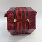Vintage Italian 1 Row 10 Bass Red Pearl Toy Accordion Concertina W  Box Nos