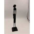 Vintage African Bronze Female Figure Sculpture Elongated Tribal Art Statue