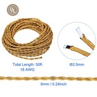 50 Ft Twisted Cloth Covered Wire  Black Ul Listed 18awg 2-conductor Vintage C   