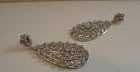 925 Sterling Silver Teardrop Dangling Earrings W  Accents  Size 48mm By 20mm