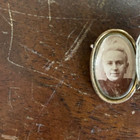 Victorian Mourning Hair Locket W Portrait     Antique Remembrance Jewelry