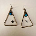 Vintage Sterling Silver Turquoise Dangle Drop Pierced Earrings