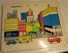 Vintage City Wood Puzzle Fisher Price  557 Ages 2-4 12 Pcs Wooden Tray Complete