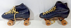Vintage Black Leather Lace Up Roller Skates American Eagle Wooden Wheels