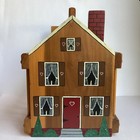 Hand Painted Solid Wood House Magazine Rack Holder Folk Art Vintage Spindles