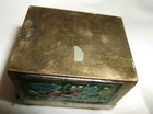 Small Antique Chinese Brass Cloisonne Floral Stamp Box Enamel 1930 s Hinge Lid