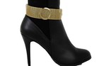 Women Boot Bracelet Gold Mesh Metal Chain Shoe Charm Wide Strap Fandmade Set