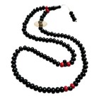 Large Black Plastic Tasbih Med 9mm 99-ct Sturdy Prayer Beads Muslim Red Accents