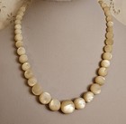 Antique Victorian Balamuti Mother-of-pearl Mop Hand Carved Beads Necklace Rare 