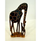 Hand Carved Wooden Mother   Baby Giraffe Statue Kenya African Art 12  Tall