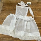 Nwt Vintage Paper White Linen Lace Embroidered Apron Handmade