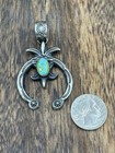 Navajo Handmade Sterling Silver Old Look Sonoran Gold Turquoise Naja Pendant