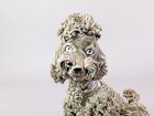 Vintage Beige Gray Spaghetti Poodle Dog Ceramic Figurine 5  Tall