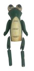 Vtg Wood Hand Painted Articulated Frog Folk Art Crazy Eyes 20   