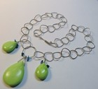 Artisan Solid Sterling Silver Green Blue Turquoise Stone Briolette Necklace