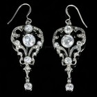 Old European Cut Lab Created Diamond  925 Silver Gift Edwardian Wedding Earrings
