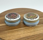 Vintage Daher Lidded Tin Canister Floral Made In England  lot Of Two 