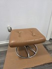 Ekornes Stressless Vintage Tan Leather Chrome Frame Ottoman   No Tilt Function