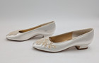 Color Image Vintage Women s Bridal Shoes Size 8 M White Satin Dyable Beaded
