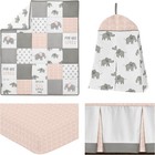 Blush Pink Grey   White Watercolor Elephant Safari Baby Girl Crib Bedding Set 4