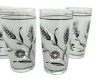 Vtg Libbey Silver Wheat Frosted Juice Glasses Mid Century 4  Set Of 4