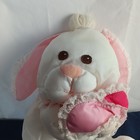 Fisher Price 1988 Puffalump White Bunny Rabbit Pink Hearts Plush Nylon 9in Vtg