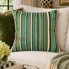 Mackenzie Childs Paradise Green Stripe Square Pillow 20  X 20  New No Box