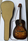 Rare Vintage Supertone Gene Autry Round-up Guitar W  Original Case Sears 1930s