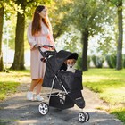 3 Wheels Pet Dog Cat Stroller For Small Medium Dogs Cats With Cup Holder Black 